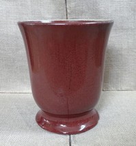 Pottery Barn Deep Red Maroon Speckled Pedestal Planter Vase Rustic Cotta... - £35.23 GBP