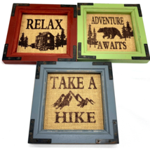 Rustic Trio of Signs Home Decor Cabin Relax Adventure Awaits Take a Hike Camp - £27.91 GBP