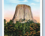 Devil&#39;s Tower Black Hills South Dakota SD UNP Linen Postcard R1 - £3.07 GBP