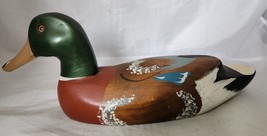 Farm House Mallard Duck Decoy Hand Painted Wood Carved Hunting Lodge Decor 15&quot; - £27.61 GBP