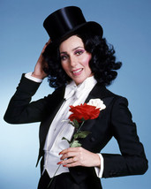 Cher Top Hat And Tuxedo Holding Rose Studio 16x20 Canvas Giclee - £55.29 GBP