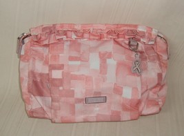 TUMI Pink Breast Cancer Collection Ruffle ZIP Pouch Travel Case Makeup Bag - £23.48 GBP