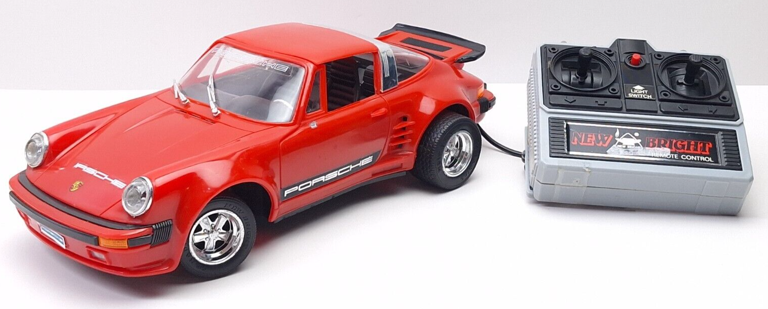 New Bright 1986 Red Porsche Remote Control RC Car TESTED - $26.24