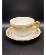 J.P.L teacup &amp; saucer white porcelain, hand painted poppies, gold, ANT 1... - £21.51 GBP