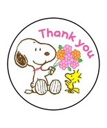 30 Thank You Snoopy Envelope Seals Labels Stickers 1.5&quot; Round woodstock - £5.86 GBP