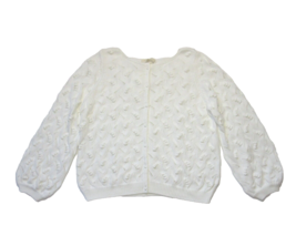 NWT Sezane Marthe in Ecru Textured Fancy Knit Cotton Cardigan Sweater XL - £118.99 GBP