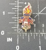 VTG 2002 Salt Lake City Winter Olympics Team USA Torch Flame Enamel Pin Souvenir - £9.76 GBP