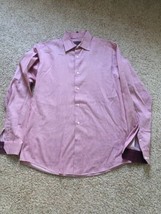 Ben Sherman Men 151/2 34-35 Medium Red Stripe Long Sleeve Flip Cuff Button Shirt - £14.17 GBP