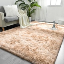 6X9 Feet Large Area Rugs For Living Room, Tie-Dyed Beige Shaggy Rug Fluffy Throw - £87.40 GBP