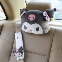 Cute Car Seat Pillow Pink Car Headrest Neck Pillow  Black  Plush Car Seat Head C - £30.98 GBP