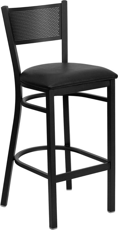 Black Grid Stool-Black Seat XU-DG-60116-GRD-BAR-BLKV-GG
