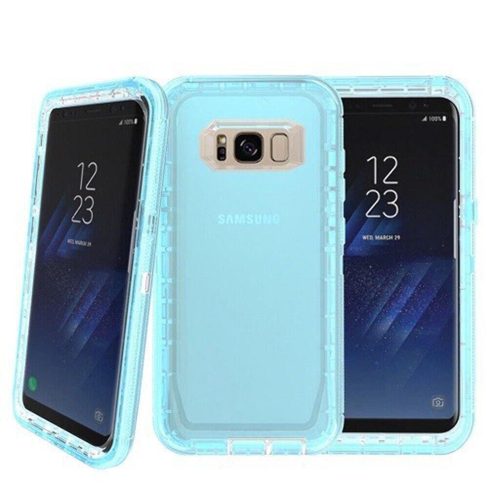 Primary image for Samsung Note 8 Transparent Heavy Duty Case w/ Clip BLUE