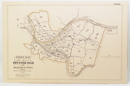 Vintage Pittsburgh Allegheny City Ward Map Atlas Index Lithograph 1890&#39;s - $183.14