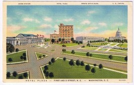 District Of Columbia DC Postcard Washington Hotel Plaza First &amp; D Streets Union - £2.32 GBP