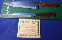 Vintage Maxam Steel Kitchen Knife Set 2 Pieces Wood Handle French Carvin... - $505.51 MXN