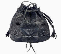 Engraved Handmade Bohemian Moroccan Leather Boho Shoulder Bag Purse Large Size - £52.11 GBP