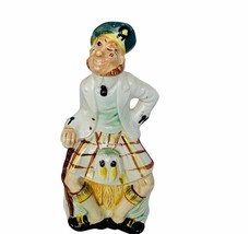 Scotland Decanter Scottish figurine man kilt barrel cane head lid stoppe... - $39.55