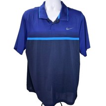 Nike Tour Performance Dri-Fit Golf Polo Shirt Mens XL Blue Striped 685725-410 - £20.54 GBP