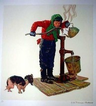 Norman Rockwell Zoll Winter Morning Encore Edition Lithographie Kombi Gestempelt - £503.28 GBP