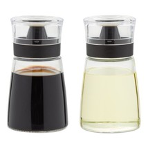 2 Piece Small Oil And Vinegar Dispensers 5.5 Oz Glass Bottles W/ No Drip Tops - £25.56 GBP