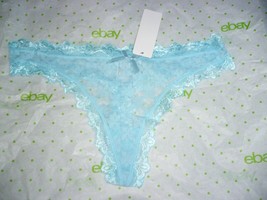 Hers By Herman Lace Thongs 1 Pair Blue Floral Size LARGE Scalloped Edges New - £7.87 GBP