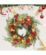 Botanic Dream Christmas Wreath 20in Pine Cones Red Berries Evergreen - $433.24 MXN