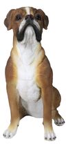 Large 18" Tall Adorable Realistic Sitting Fawn Boxer Dog Statue Home Decor - $174.99