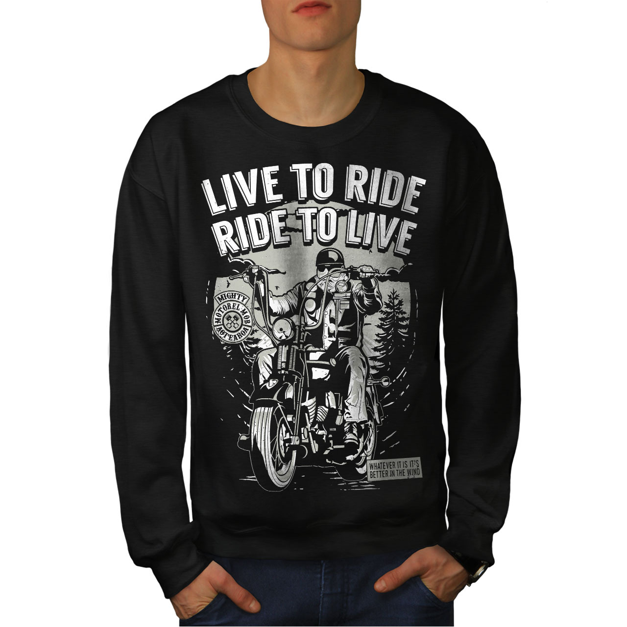 Live To Ride Jumper Biker Slogan Men Sweatshirt - $18.99