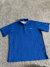 Columbia Polo Shirt Mens Size Large Blue  Omni-Shade Wick Short Sleeve - £11.17 GBP