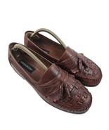 Giorgio Brutini Mens Shoes Size 10W Brown Soft Leather Weave Loafers Tassel - £27.19 GBP