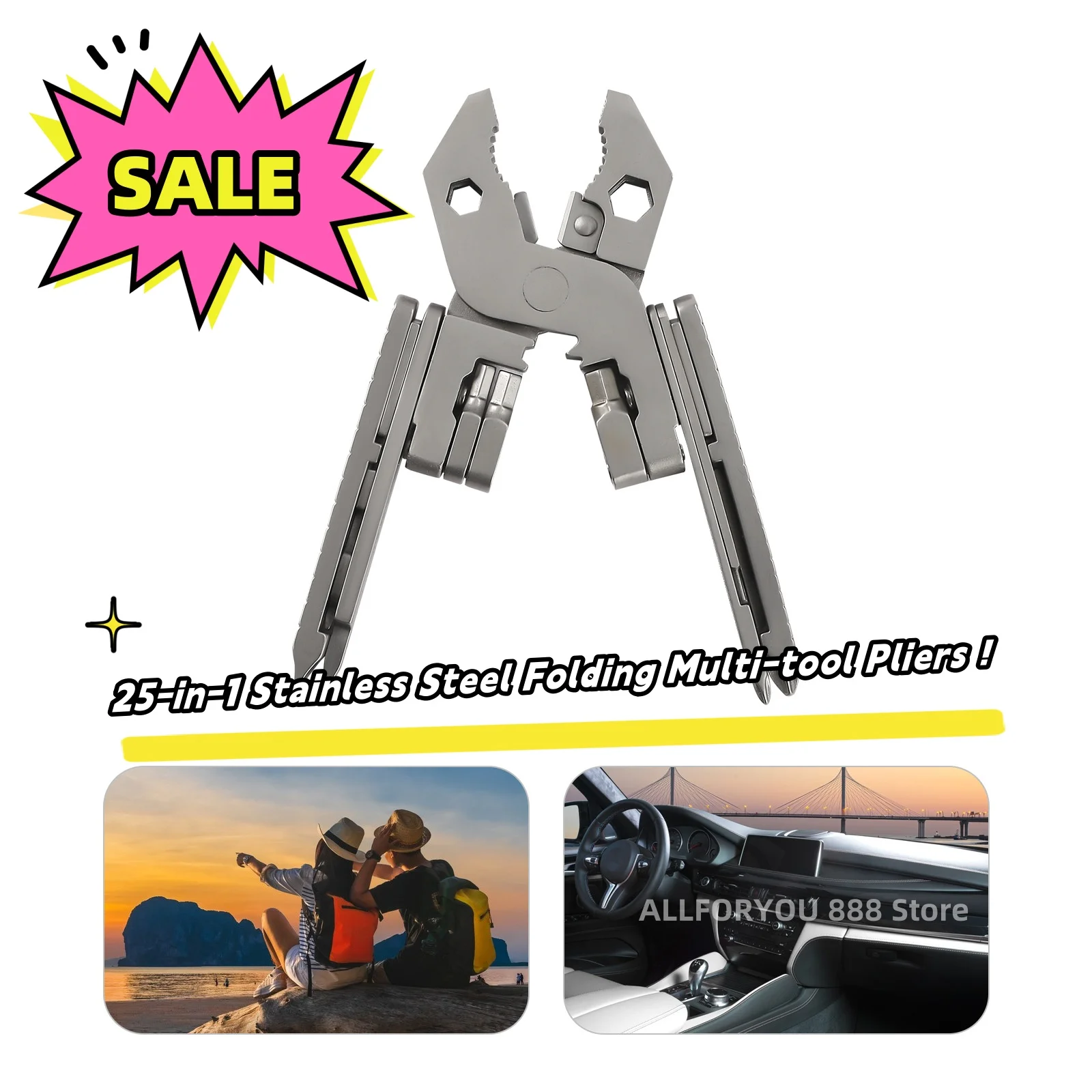 25-in-1 Multi Tool Pliers Stainless Steel Portable Outdoor Compact Folding - £42.76 GBP