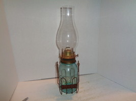 Antique Masons Jar Kerosene Glass Lamp, 16&quot; Tall Working - £14.38 GBP