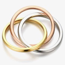Stackable Minimalist Stainless Steel Triple Interlocking Rings, SIZE 8 - £19.15 GBP