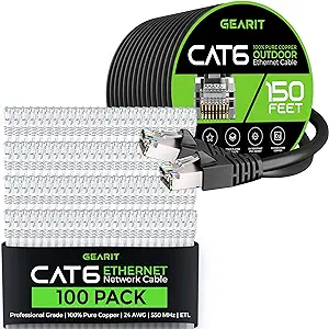 GearIT 100Pack 3ft Cat6 Ethernet Cable &amp; 150ft Cat6 Cable - $433.99