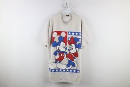 Vintage 90s Disney Mens Large Distressed Mickey Minnie Mouse Flag T-Shirt USA - £35.00 GBP