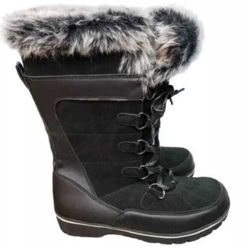 Primary image for Universal Thread Women's Ruthie Black Suede Leather Winter Snow Winter Boots NWT