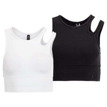 Fila Womens Uplift Slice Crop Performance Bra Top Size:Medium Color:Black - £42.60 GBP