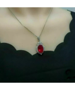 2Ct Oval Cut Lab-Created Ruby Diamond Women&#39;s Pendant in 14K White Gold ... - $87.51
