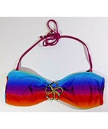 Xhilaration Womens Bikini Top Medium Rainbow Multicolor Floral Buckle Sw... - $9.99