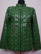 Green Plus Size Leather Coat for Woman Jacket Women Zipper Short Collar ... - $180.00