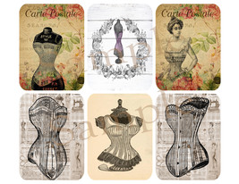 Printable Journal Cards Corsets Fashion Junk Journal Rosa&#39;s Digital Art Vintage  - £2.35 GBP