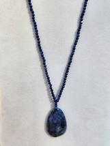 Lapis Lazuli Pendant Beaded Necklace 20 In. in Rhodium Over Sterling 93.10 ctw - £11.14 GBP
