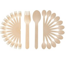Bio-Degradable Disposable Wooden Spoons Forks 14 cm 100 Pieces each - £15.03 GBP