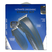 12 Pcs Vivitar Blue Ultimate Cutting Cordless Trimmer Clipper Grooming Combo Kit - £23.92 GBP