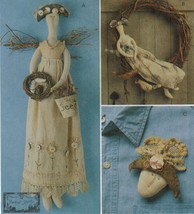 Stuffed Summer 22&quot; Gardening Angel Doll Wreath Pin Kindred Spirits Sew P... - $11.99