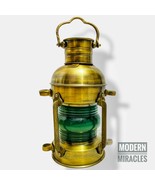 15&quot; Antique Oil Ship Lantern Nautical Brass Green Port Lantern LAMP Mari... - £71.51 GBP