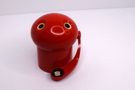 Tomy Japan JeJe Mechanical Bank Red Plastic Flips Coin And Eats It Vintage - $14.84