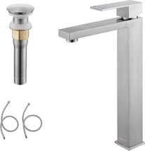 Modern Single-Handle Stainless Steel Vessel Vanity Faucet With Drain Assembly - £62.05 GBP