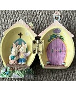 Vtg Hinged Easter Egg Diorama Anthropomorphic Bunny Rabbit Couple Church... - £19.66 GBP