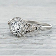 2.70Ct Round Simulated Diamond Solitaire Engagement Vintage Ring Sterling Silver - £88.50 GBP